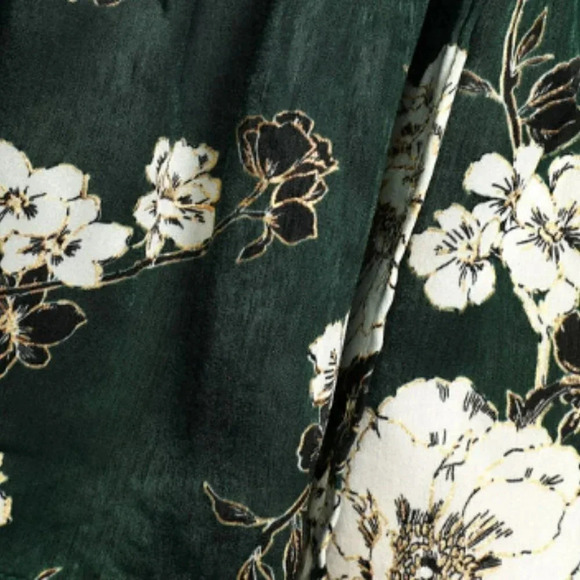 NWT LULUS Green Floral Satin Long‎ Sleeve Mini Dress So Splendid S - Picture 6 of 13